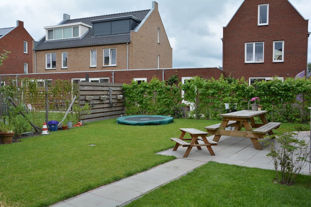 Our garden with trampoline±