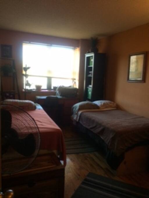 Bedroom with two beds.