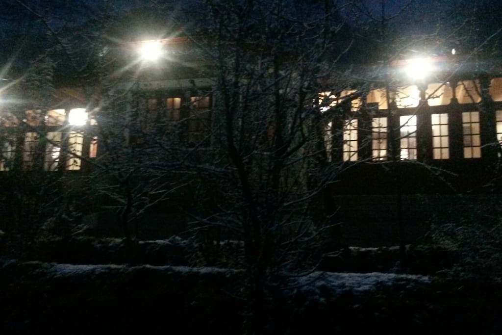 The house during winters at night.