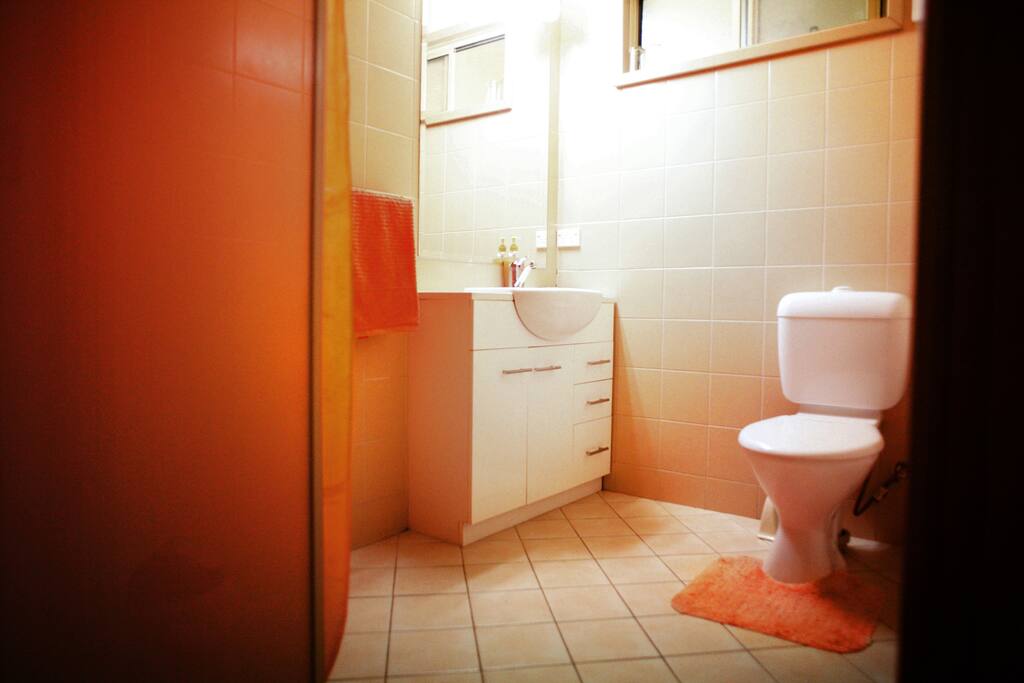 Orange bathroom.