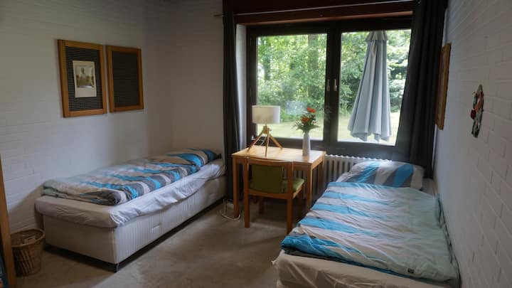 带两张1米宽单人床的卧室