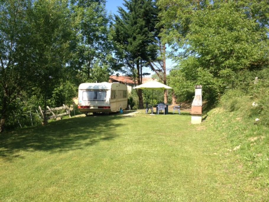 Caravan and pitch