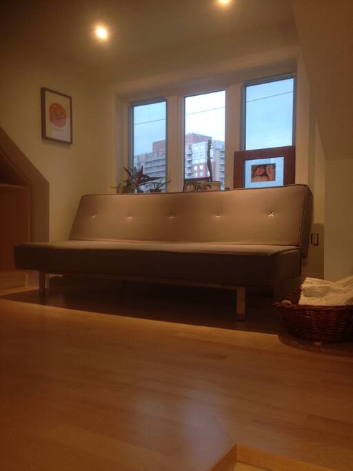 3rd floor loft bedroom with comfortable modern futon
