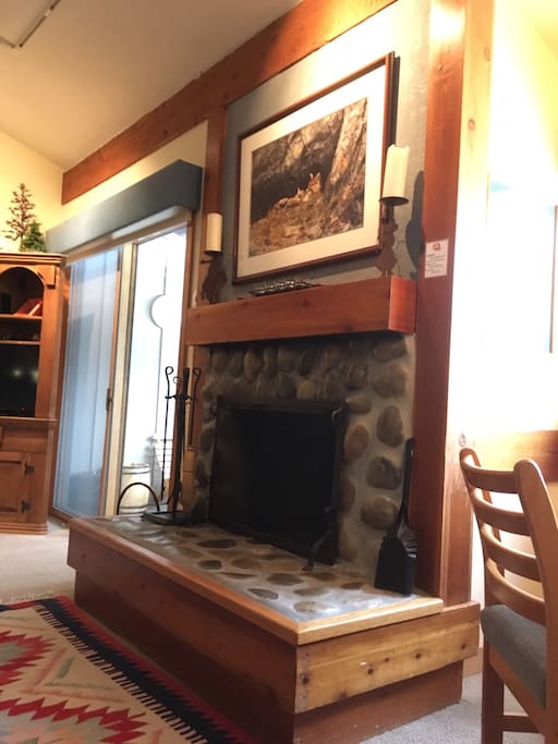 A wood burning fireplace to add to the cozy ambiance.