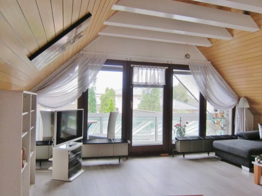 Blick zum Balkon