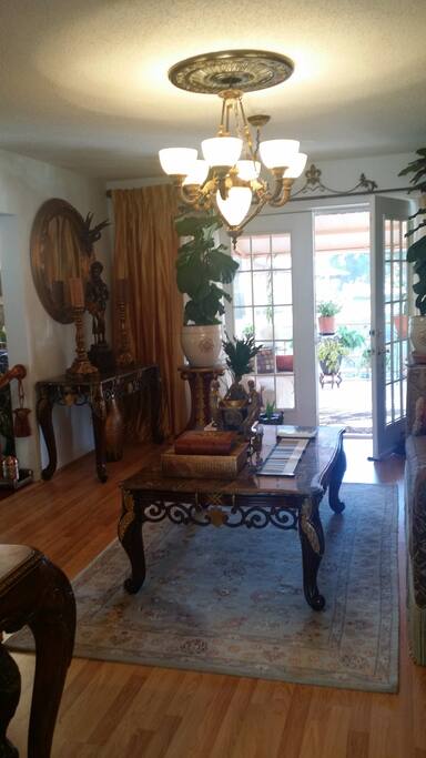 Open living and dining room
