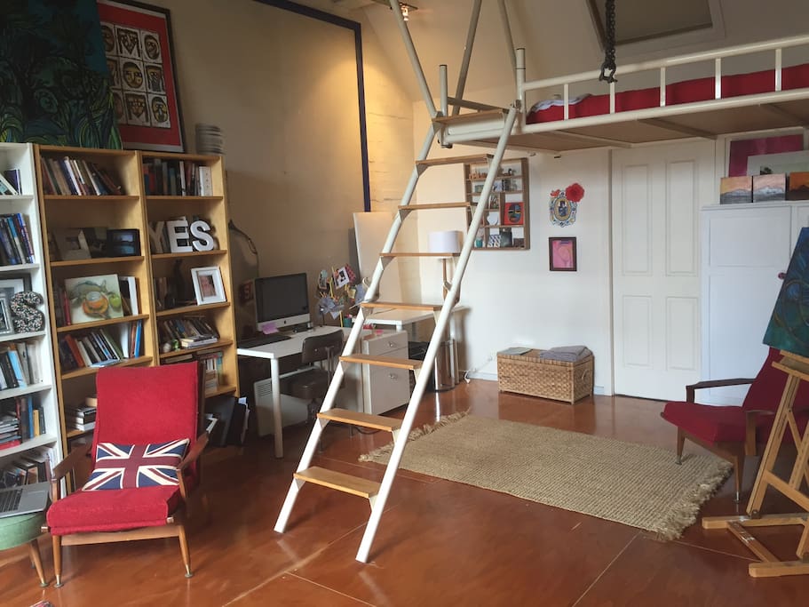 downstairs with double loft bed