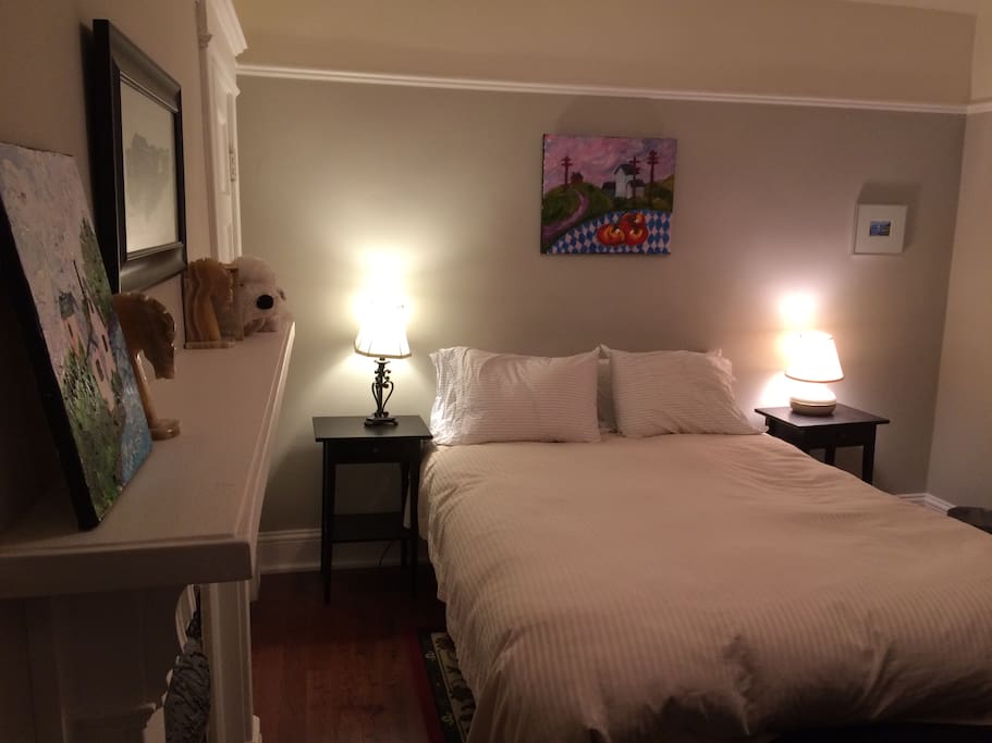 The comfy pillow top queen bed