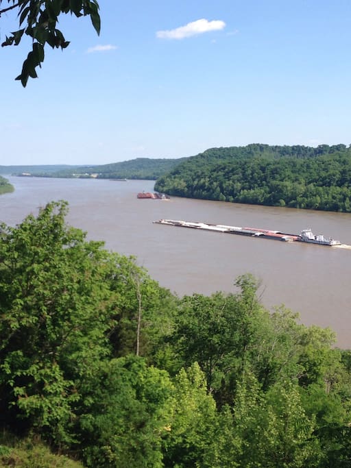 Miles of barge traffic makes relaxing river watching.