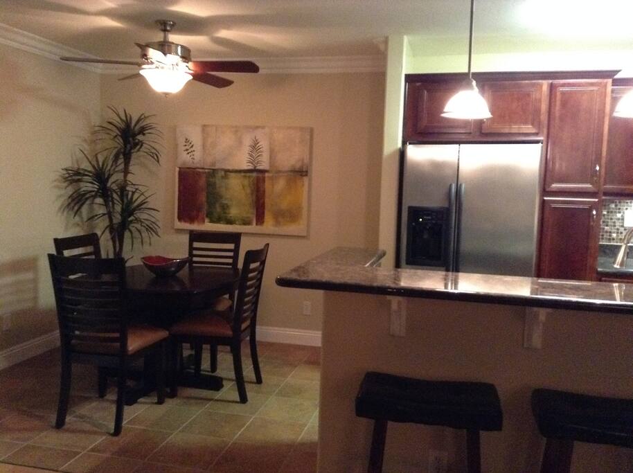 Dining area with table that will seat 6