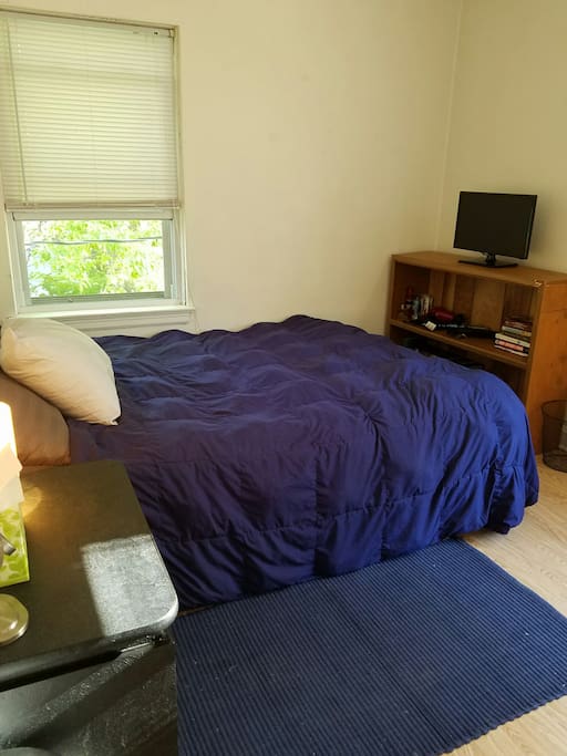 With TV and a small library!