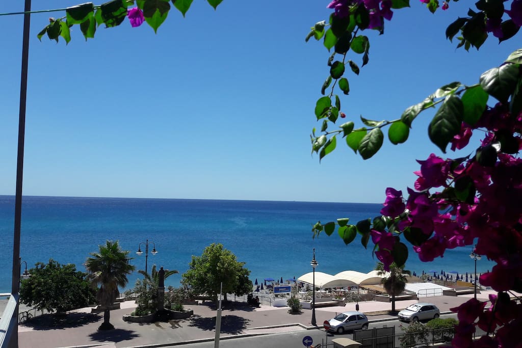 view from the balcony to the sea promenade