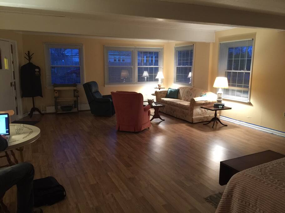 Sitting area and Front door to house (this room is downstairs and at the front of house)