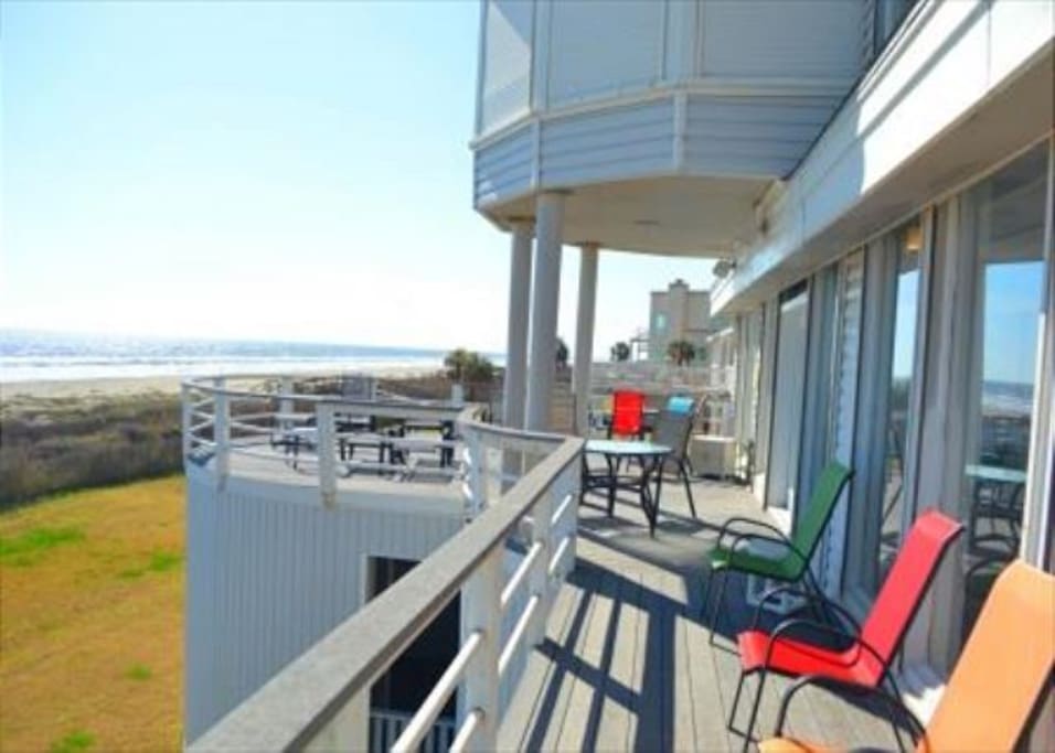 Bench, Deck, Porch, Balcony, Banister