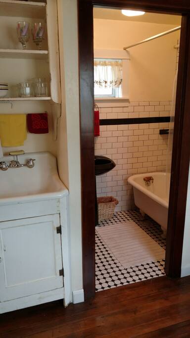 original claw foot tub in bathroom