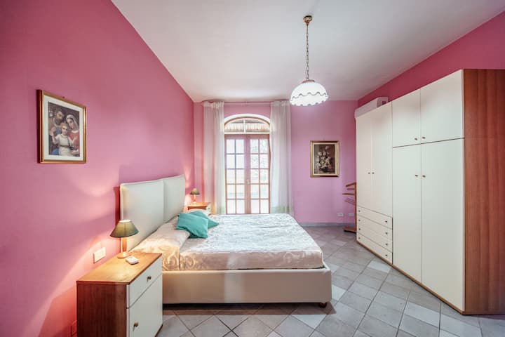 Second bedroom downstairs. Large and light, it has ample cupboard space and an ensuite bathroom