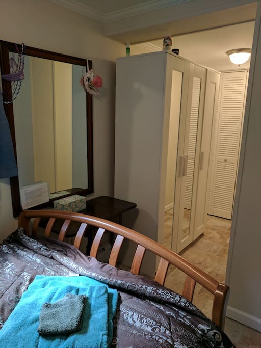 The large white closet, is completely for your use