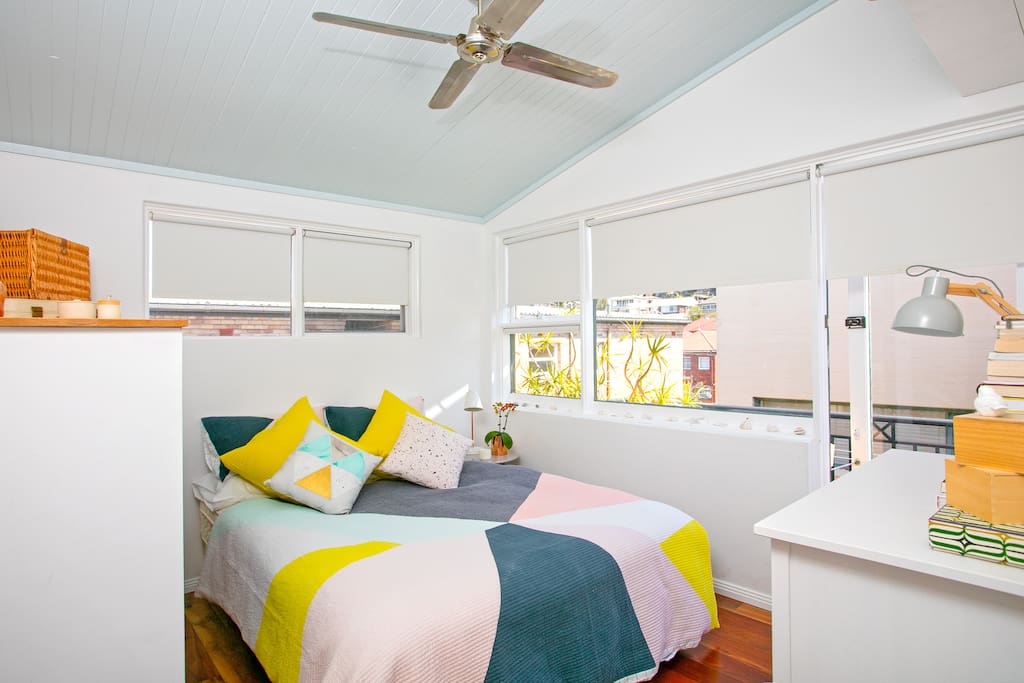 The sun-drenched bedroom