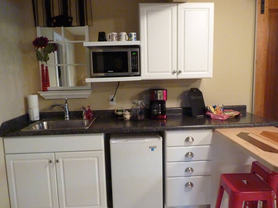 Fully stocked kitchenette
