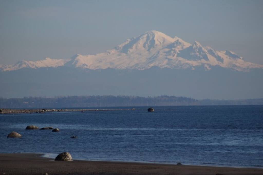 Our beach with Beautiful Mount Baker in the Background