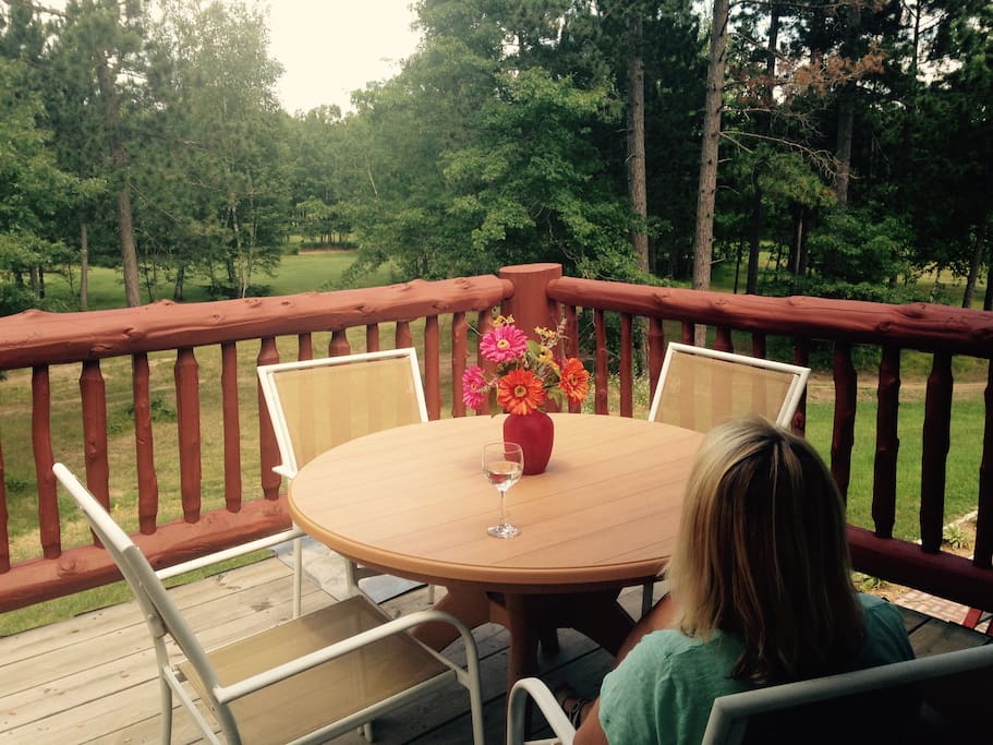 Deck overlooking golf course
