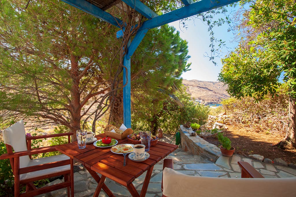 morning breakfast with view of Mega Livadi