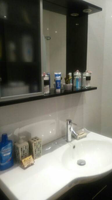 salle de bain avec douche americaine et toilettes