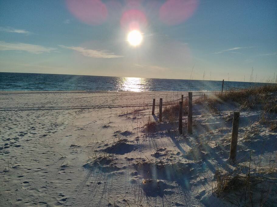 Gorgeous white sand just steps from this condo