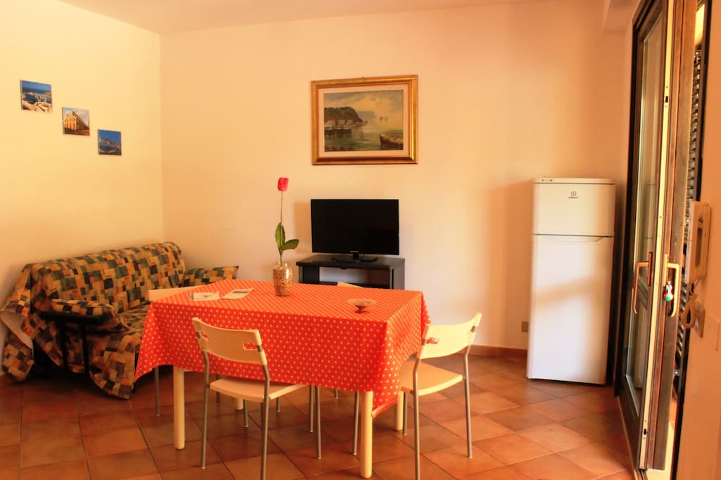 Soggiorno Divano letto, TV e Frigorifero