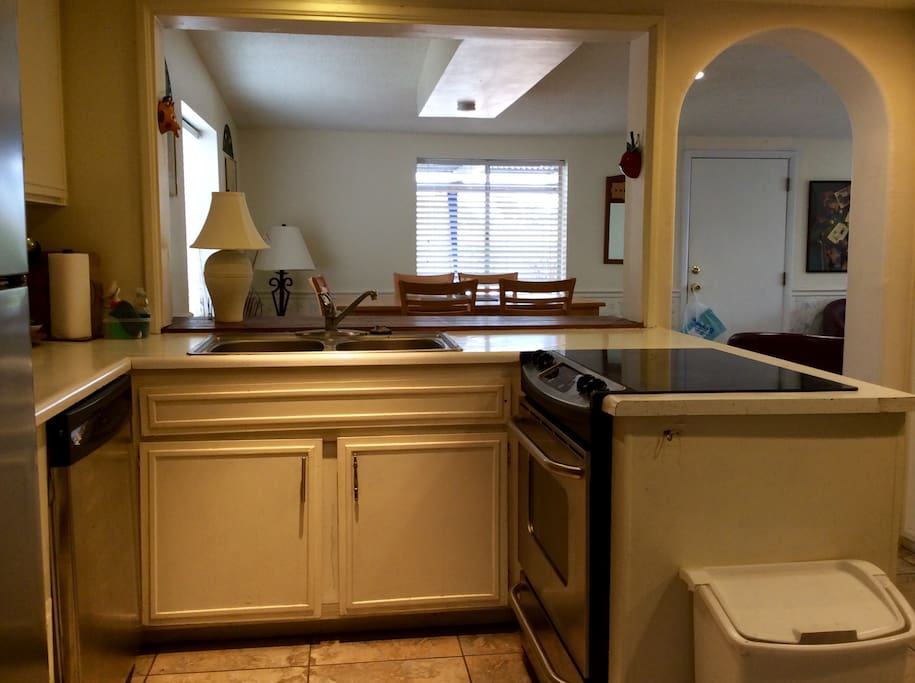 Fully equipped kitchen with stainless steel appliances