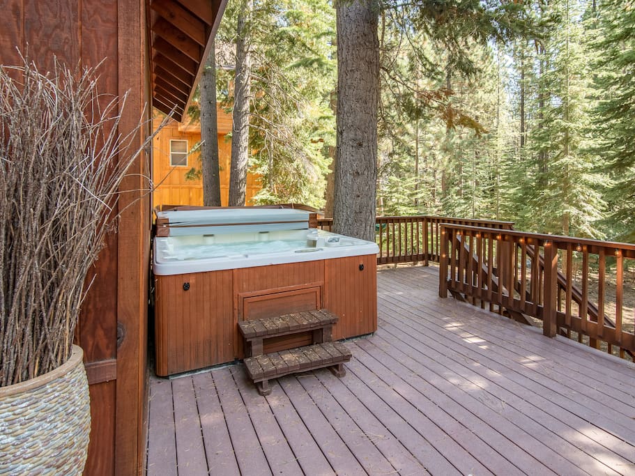 The private hot tub invites relaxation on the deck.