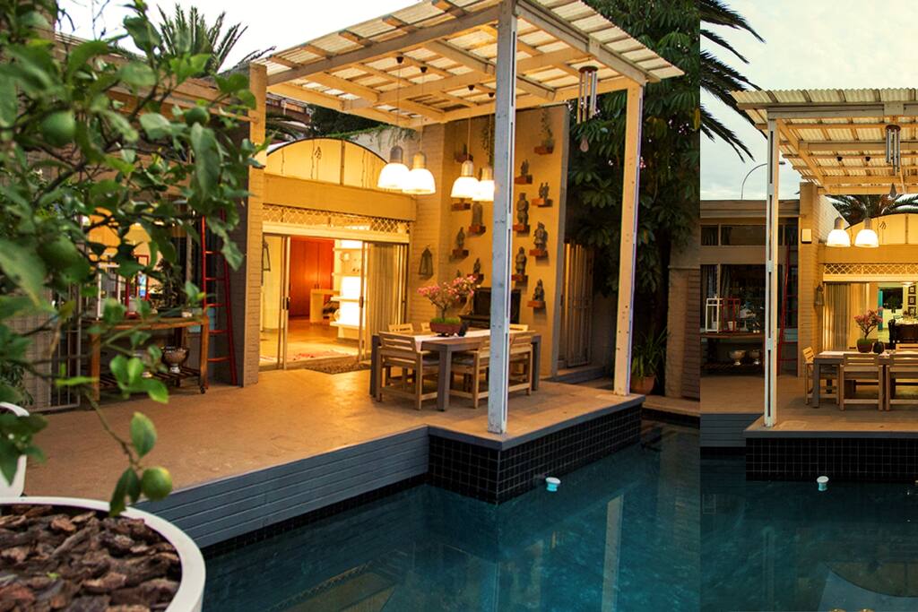 Our favorite time of the day , dusk time around the pool area.