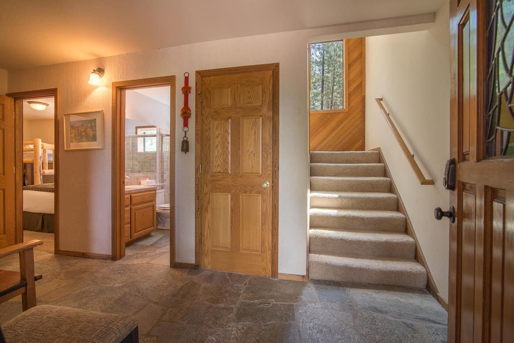 Walking into the home from th