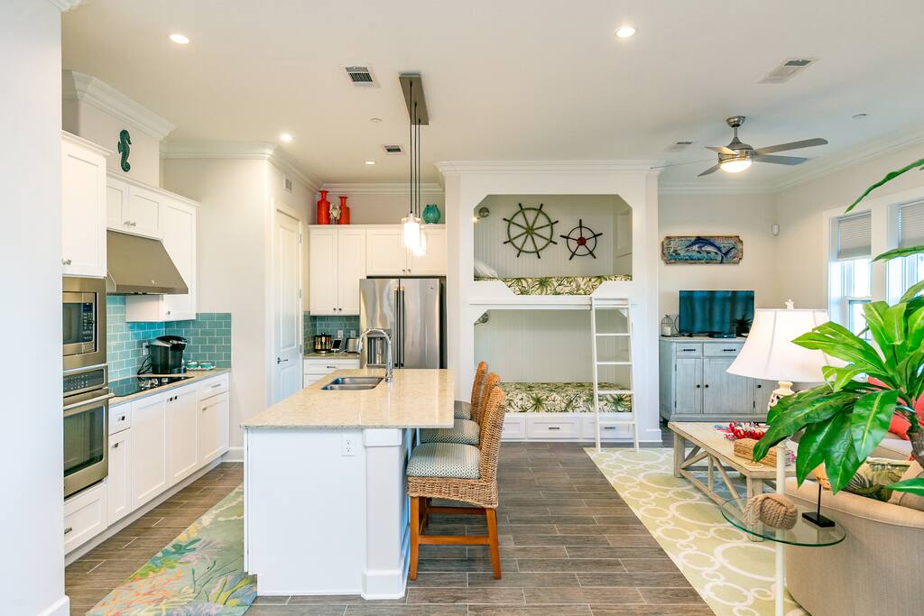 Beautiful splashes of color in the kitchen backsplash