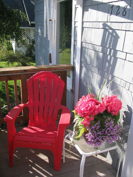 Enjoy coffee on the front porch in the morning sun.