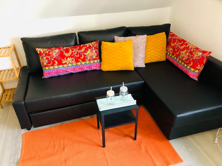 Udoban kauč (koji se može produžiti - lako se može pretvoriti u drugo mjesto za spavanje.. 3. i 4. osoba ) 
Ili samo da se opustite  i zadržite... 
Ovaj se kauč nalazi u prostranom zajedničkom dnevnom boravku i prostoru za spavanje. 