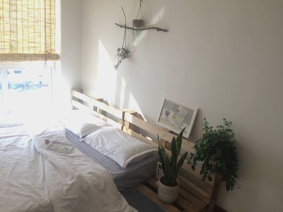 Your private bedroom with 1.5 double bed (20cm thick mattress on tatami )and green natural atmosphere