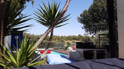 Quiet house with swimming pool overlooking the Garrigue.