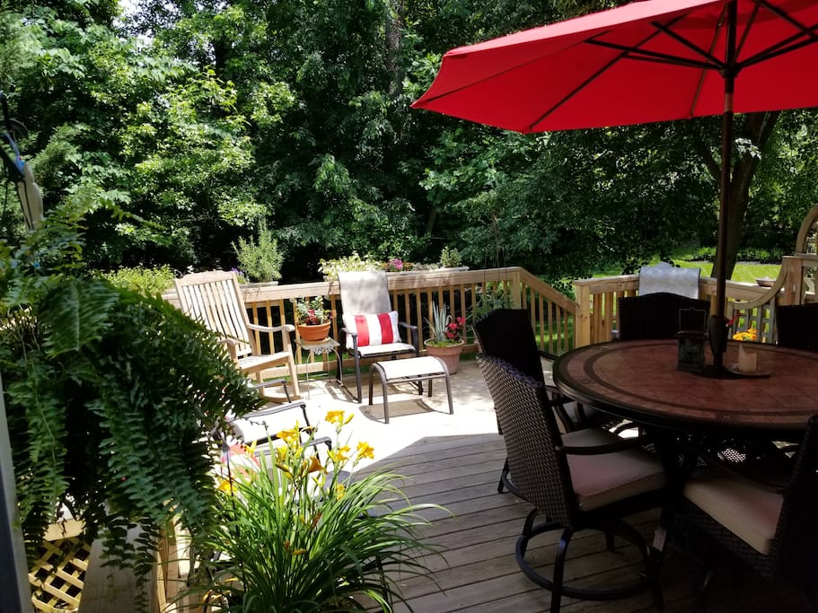 A large, sunny deck.