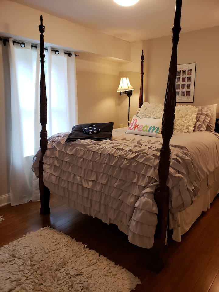 Queen bedroom on main floor .