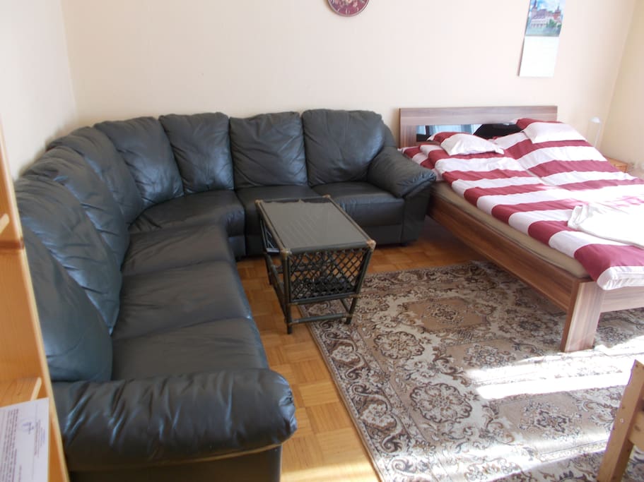 Sofa and the double bed