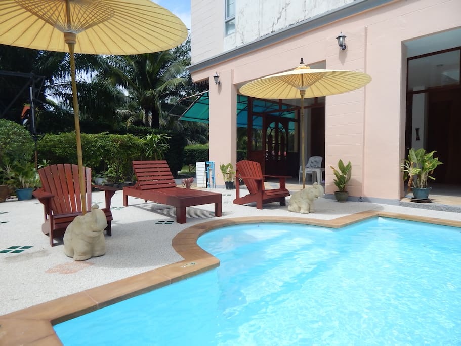 The pool and BBQ area