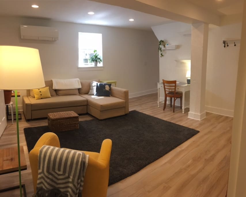 Living room (couch pulls out to double bed)