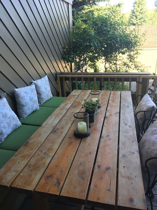 Outdoor deck dining area.