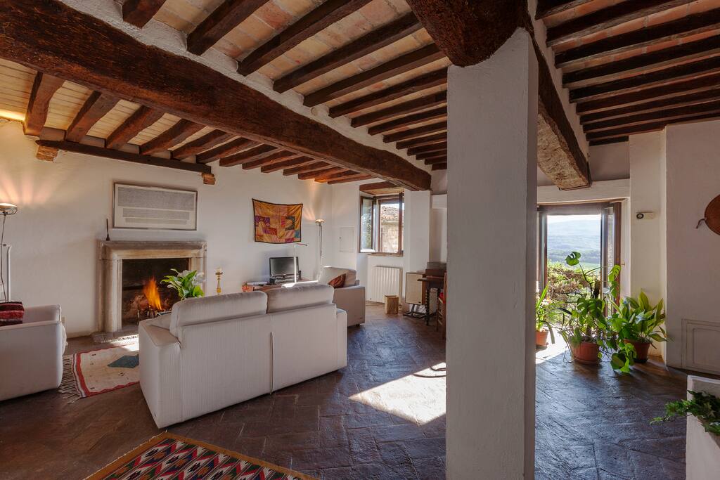 Living room with fireplace