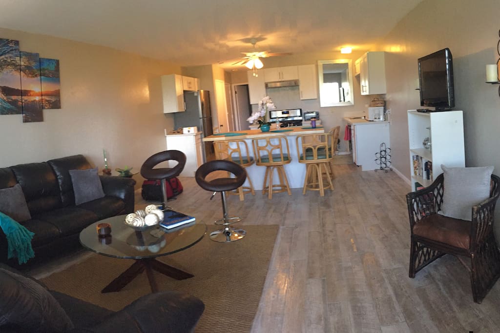 Living area- Renovated 7/17 ...includes new porcelain tile, quartz countertops, appliances etc.