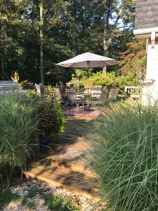 Porch in summer - ready for a BBQ.