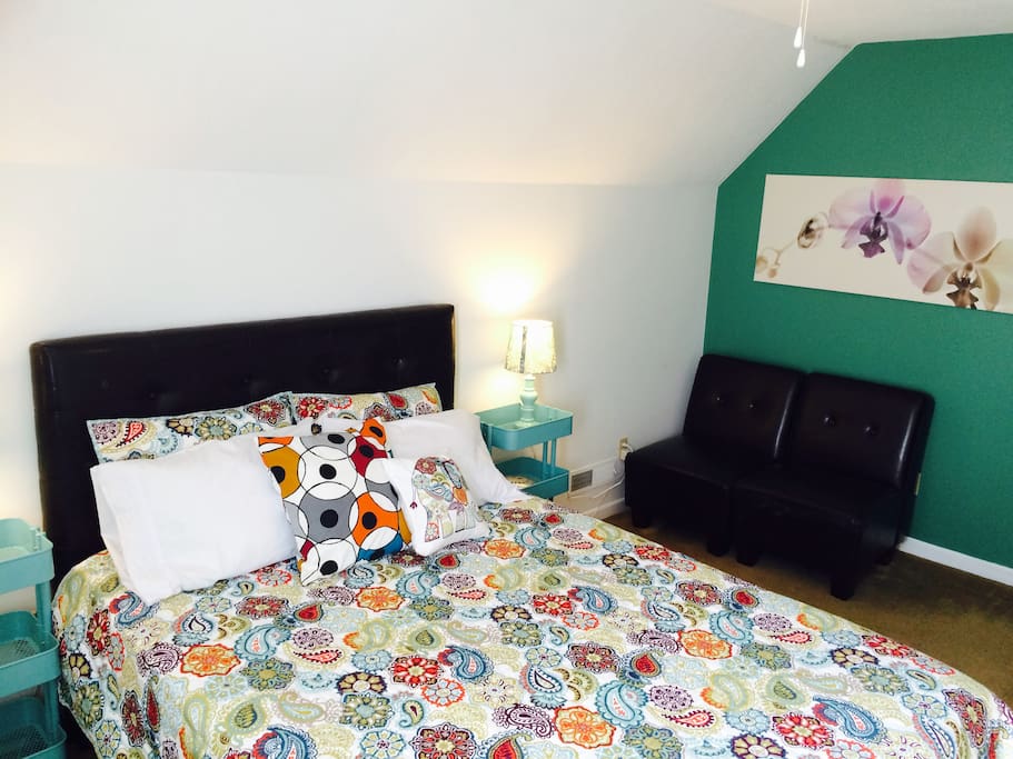 Queen size foam mattress with shredded foam pillows provides the ultimate comfort.