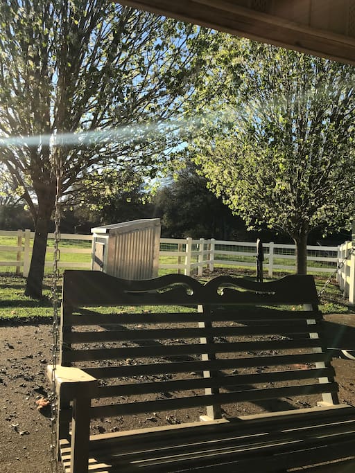 Relax in the swing and sip on some complimentary coffee.