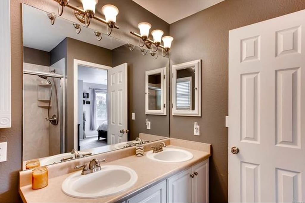 Master bathroom with double sinks